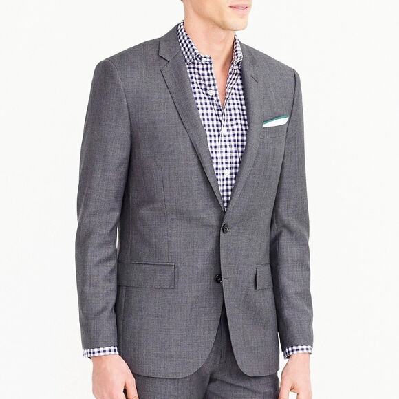 J Crew Ludlow Blazer Gray Wool 2-Button Jacket Sport Coat Sz 42 L - Picture 1 of 10